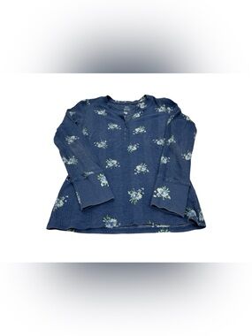 Aerie Blue Floral Long-Sleeve Henley Top